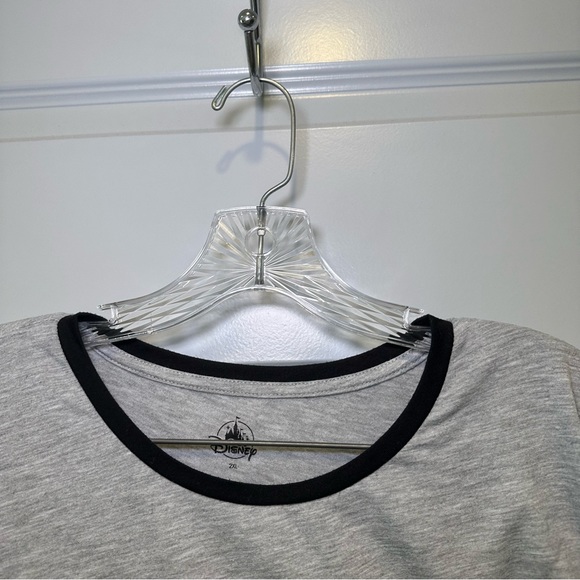 Disney Grey “Love” Scoop Neck Varsity Striped Long Sleeve Top size 2XL - Picture 3 of 8